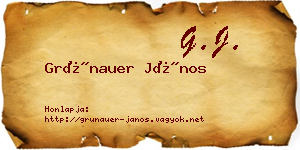 Grünauer János névjegykártya